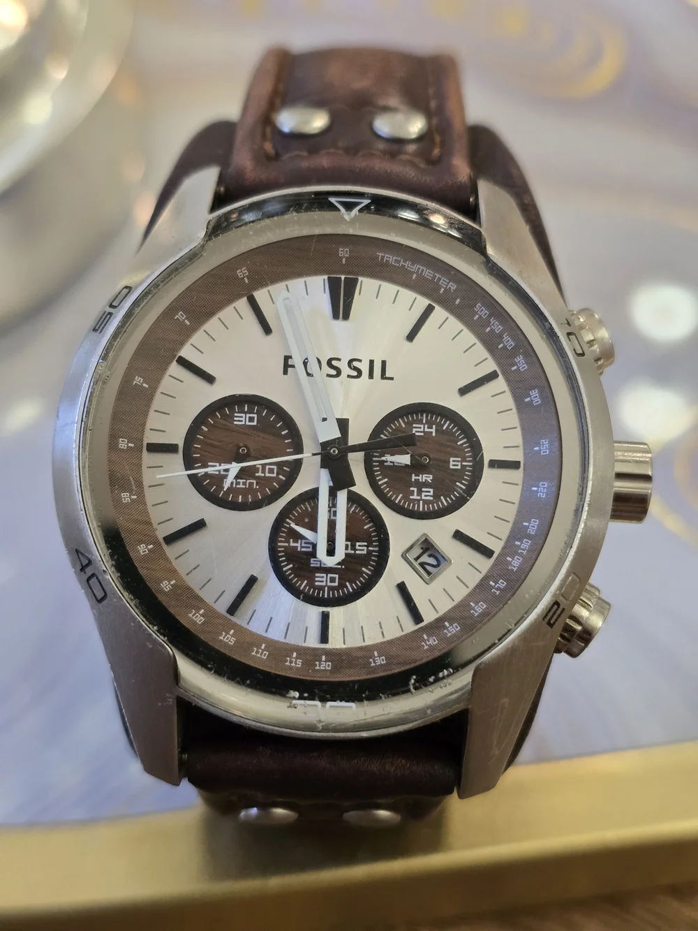 Fossil Men's Brown Leather Chronograph Watch